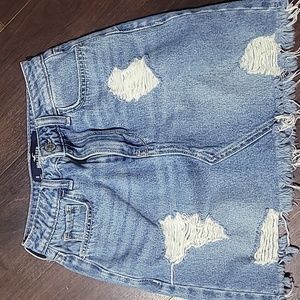 Hollister Distressed Denim Mini Skirt Jean Size 0 w24 Ultra High-Rise